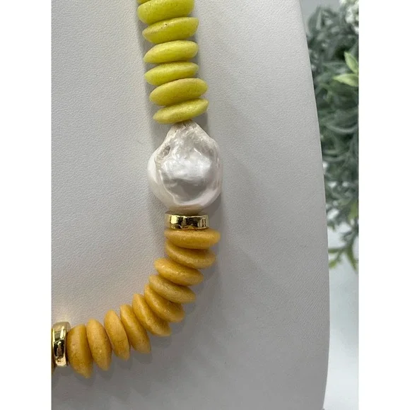 Lizzie Fortunato Signed Designer Tavira Yellow Ombre Baroque Pearl Necklace - Picture 4 of 15